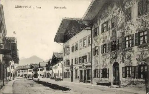 Ak Mittenwald in Oberbayern, Obermarkt