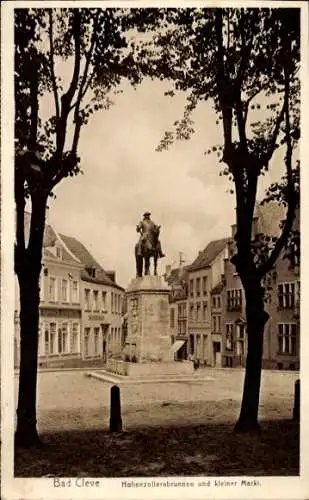 Ak Kleve am Niederrhein, Hohenzollernbrunnen und kleiner Markt