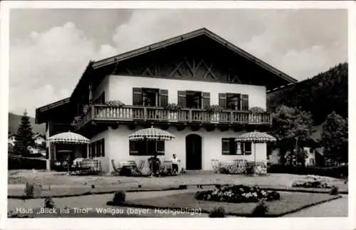 Ak Wallgau Oberbayern, Haus Blick ins Tirol, Garten, Balkone