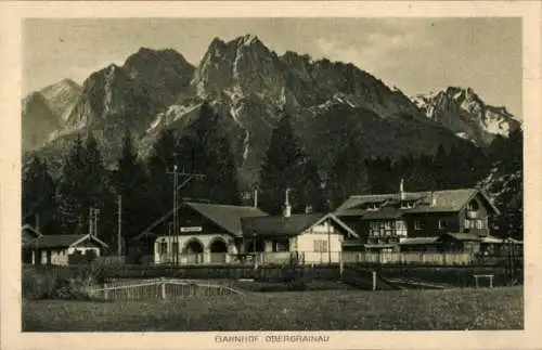 Ak Obergrainau Grainau in Oberbayern, Bahnhof, Gebirge