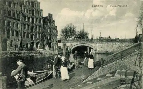 Ak Hansestadt Lübeck, Holstenbrücke