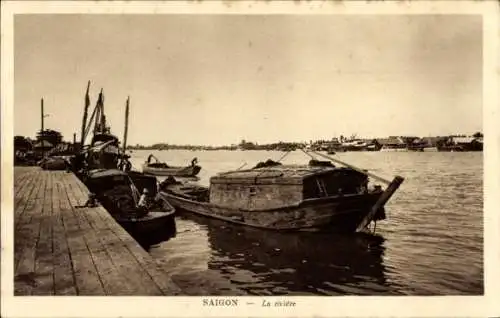 Ak Saigon Cochinchina Vietnam, der Fluss