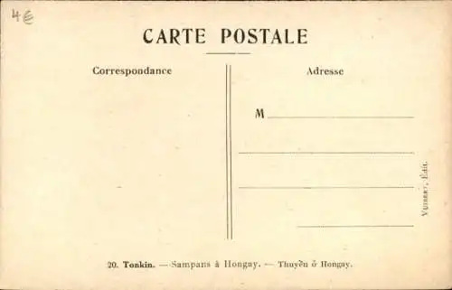 Künstler Ak Tonkin Vietnam, Segelboote, Hongay