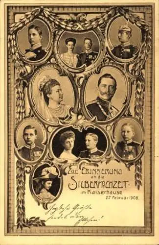 Ak Kaiser Wilhelm II., Kaiserin Auguste Viktoria, Silberhochzeit, 27 Februar 1906