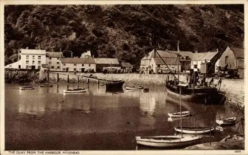Ak Minehead Südwestengland, Kai vom Hafen aus