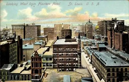 Ak Saint Louis Illinois USA, Blick nach Westen vom Planters Hotel