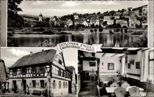 Ak Laudenbach am Main Unterfranken, Gesamtansicht, Gasthof zum Goldenen Engel