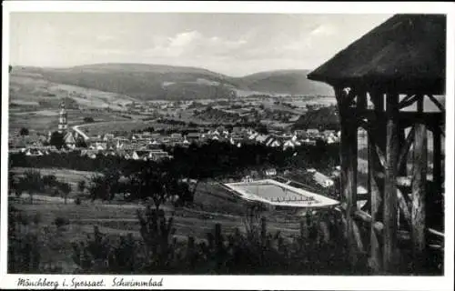 Ak Mönchberg im Spessart, Panorama, Schwimmbad