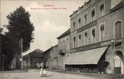 Ak Diekirch Luxemburg, Avenue de la Gare und Hôtel du Midi