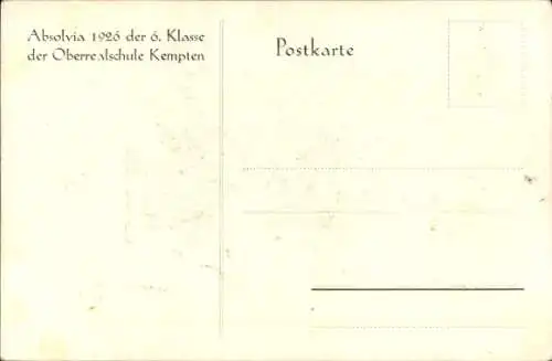 Studentika Künstler Ak Fraunhofer, Kempten im Allgäu, Absolvia 1926 der 6. Klasse d. Oberrealschule