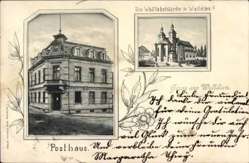 Ak Walldürn im Odenwald Baden, Posthaus, Wallfahrtskirche