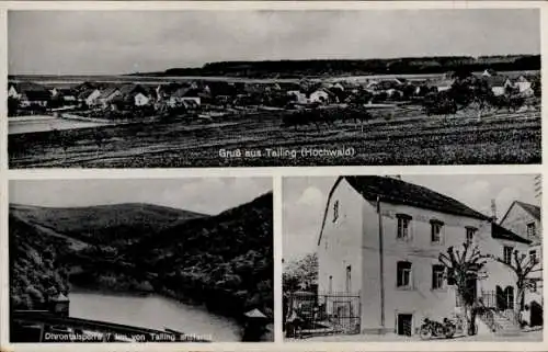 Ak Talling Thalfang im Hunsrück, Gasthaus zur Post, Panorama, Talsperre