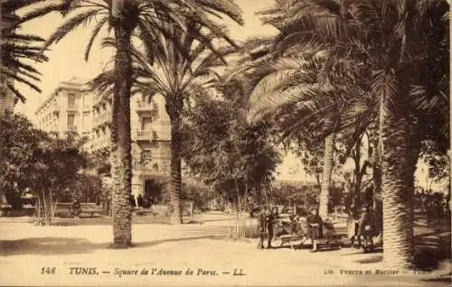 Ak Tunis, Tunesien, Square de l’Avenue de Paris