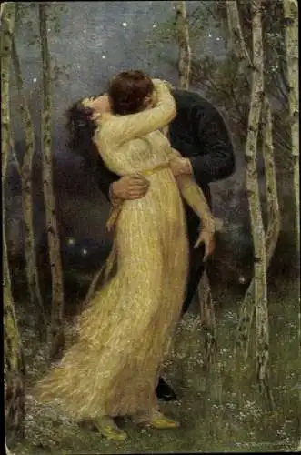 Künstler Ak Borrmeister, R., Liebesrausch, Kuss