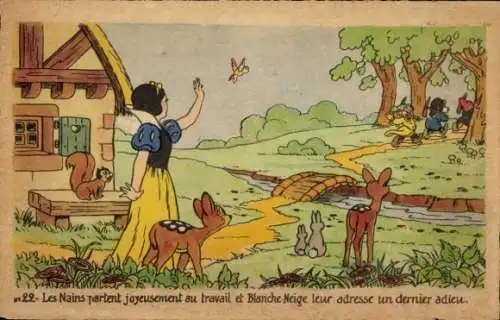 Künstler Ak Disney, Schneewittchen und die 7 Zwerge, Märchen