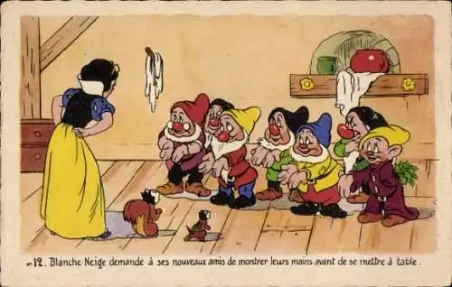 Ak Walt Disney, Zwerge, Schneewittchen