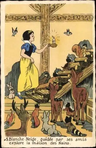 Künstler Ak Walt Disney, Schneewittchen im Zwergenhaus, Blanche Neige, Comic