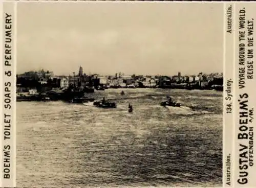 Foto Sydney Australien, Reklame, Gustav Boehm's Reise um die Welt, Boehm's Toilettenseifen