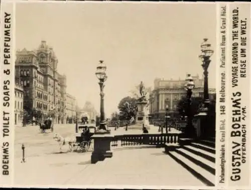 Foto Melbourne Australien, Reklame, Gustav Boehm's Reise um die Welt, Boehm's Toilettenseifen