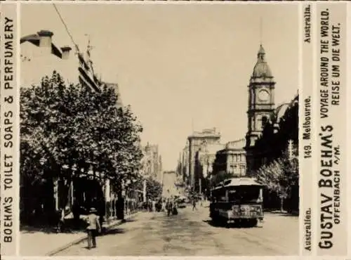 Foto Melbourne Australien, Reklame, Gustav Boehm's Reise um die Welt, Boehm's Toilettenseifen