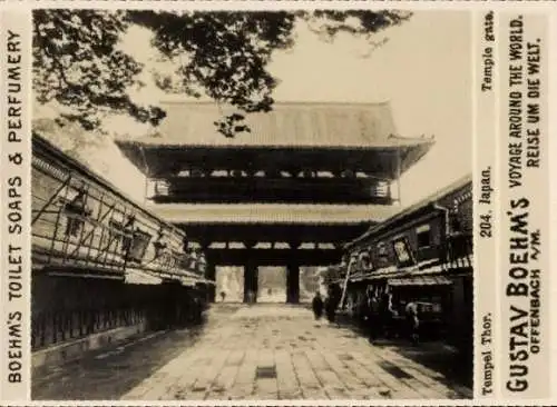 Foto Japan, Tempel, Reklame, Gustav Boehm's Reise um die Welt, Boehm's Toilettenseifen