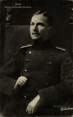 Ak Herzog Ernst von Sachsen Altenburg, Uniform, Wohlfahrtskarte
