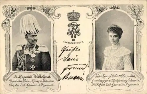 Ak Frankfurt an der Oder, Kaiser Wilhelm II., Alexandra, Großherzogin von Mecklenburg Schwerin