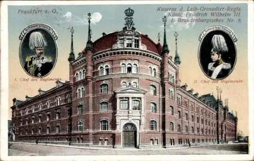 Ak Frankfurt an der Oder, Kaserne 1. Bradenburg. Leib Gren. Regt. Nr. 8 König Friedrich Wilhelm II