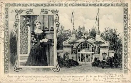 Ak Düsseldorf, Kochkunst-Ausstellung 1903, Prinzessin Victoria von Schaumburg-Lippe