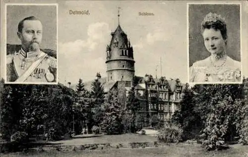 Ak Detmold in Nordrhein Westfalen, Gartenpartie am Schloss, Fürst Leopold IV.