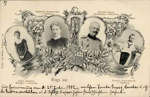 Ak Herzogin Sophie Charlotte von Oldenburg, Großherzogin Elisabeth, Großherzog Friedrich August