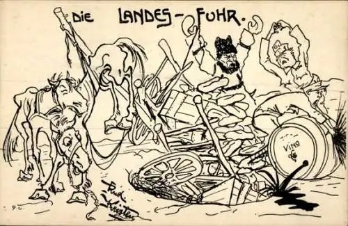 Künstler Ak Kristen, Rud., Die Landes-Fuhr, Weinfass, KuK Soldaten