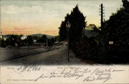 Ak Greiz im Vogtland, Blick vom Bahnhof