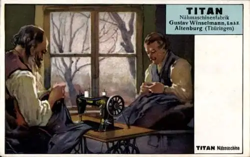 Künstler Ak Altenburg in Thüringen, Reklame, Titan Nähmaschine, Gustav Winselmann GmbH