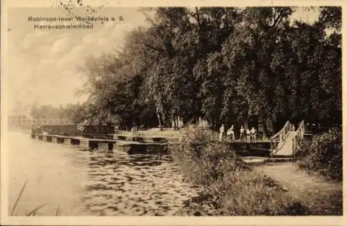 Ak Weißenfels an der Saale, Robinson-Insel, Herrenschwimmbad