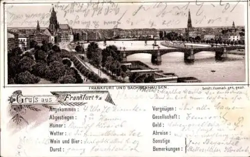Litho Frankfurt am Main, Panorama, Sachsenhausen