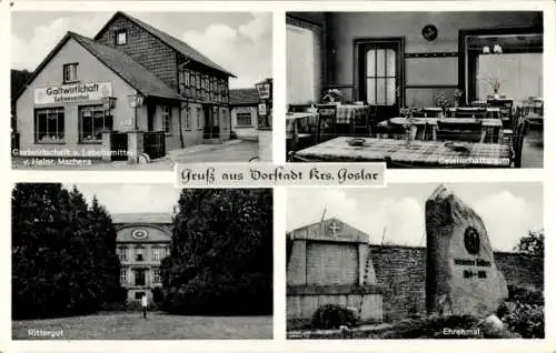 Ak Dorstadt Wolfenbüttel in Niedersachsen, Gaststätte Oderblick, Rittergut, Ehrenmal