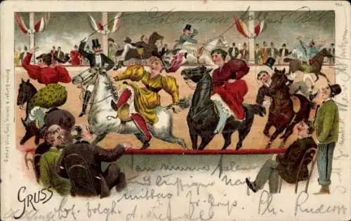 Litho Schützenfest, Manege, Reiten, Pferde