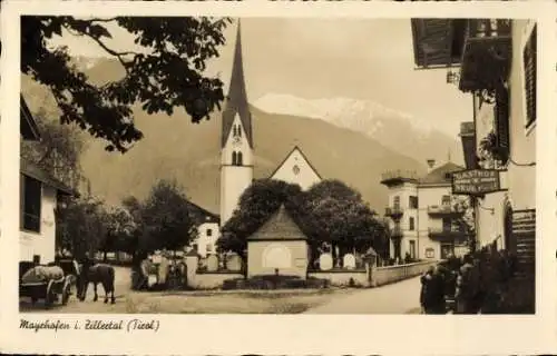Foto Ak Mayrhofen Zillertal Tirol, Partie in der Stadt, Kirche