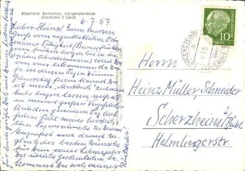 Ak Langensteinbach Karlsbad in Baden, Bibelheim Bethanien