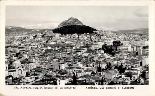 Ak Athen Griechenland, Teilansicht, Lycabette
