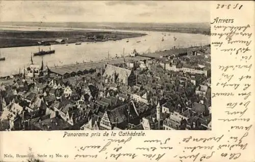 Ak Anvers Antwerpen Flandern, Blick von der Kathedrale, Panorama