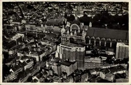 Ak Antwerpen Flandern, Bahnhof, Century Hotel, Luftbild