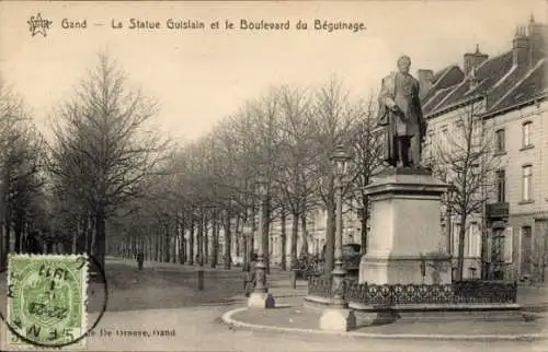 Ak Gand Gent Ostflandern, Statue Guislain, Boulevard du Beguinage