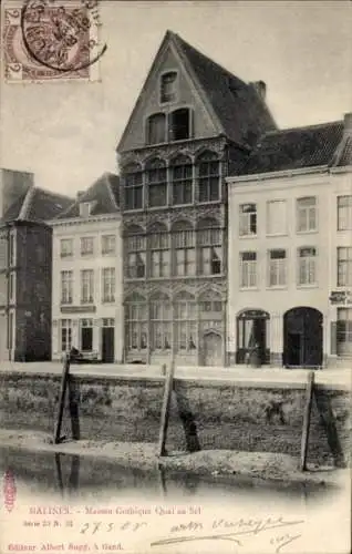 Ak Mechelen Mecheln Malines Flandern Antwerpen, Quai au Sel, Maison Gothique