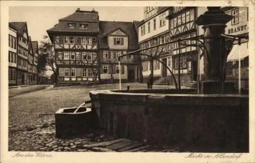 Ak Bad Sooden Allendorf in Hessen, Markt, Brunnen, Fachwerk