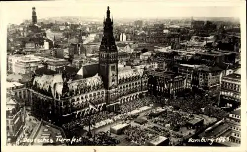 Foto Ak Hamburg Mitte Altstadt, Deutsches Turnfest 1953, Rathaus