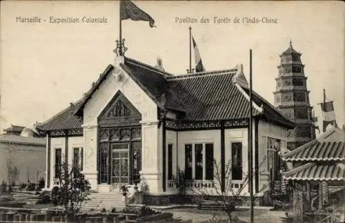 Ak Marseille Bouches du Rhône, Kolonialausstellung, Pavillon der Wälder von Indochina