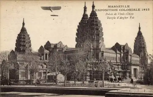 Ak Marseille Bouches du Rhône, Kolonialausstellung 1922, Palast von Indochina, Anghor Wat Tempel