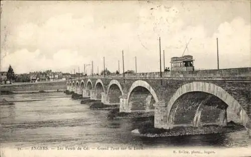 Ak Angers Maine et Loire, Ponts de Ce, Grand Pont sur la Loire